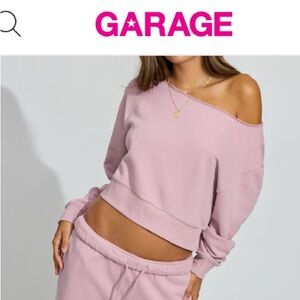 GARAGE Blush Soft Terry Off Shoulder Sweatshirt Size M Never worn.